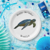 ウミガメ漫画イラストレーション ペーパープレート (パーティー)