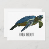 ウミガメ漫画イラストレーション ポストカード (正面/裏面)