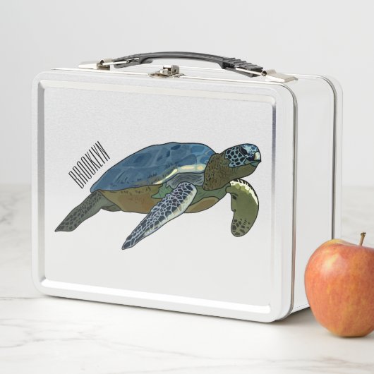 ウミガメ漫画イラストレーション メタルランチボックス (インサイチュ)