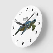 ウミガメ漫画イラストレーション ラウンド壁時計 (傾斜)