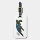 ウミガメ漫画イラストレーション ラゲッジタグ (正面縦)