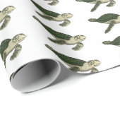 ウミガメ漫画イラストレーション ラッピングペーパー (ロールコーナー)