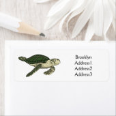 ウミガメ漫画イラストレーション ラベル (インサイチュ)