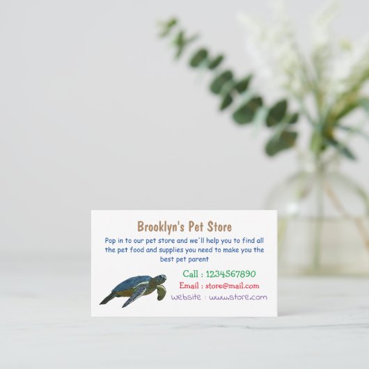 ウミガメ漫画イラストレーション 名刺 (スタンド正面)