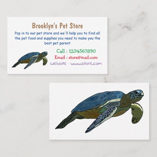 ウミガメ漫画イラストレーション 名刺 (正面/裏面)