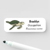 ウミガメ漫画イラストレーション 名札 (インサイチュ)