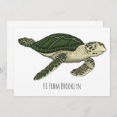 ウミガメ漫画イラストレーション 招待状 (正面/裏面)