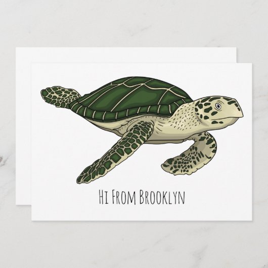 ウミガメ漫画イラストレーション 招待状 (正面/裏面)