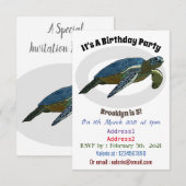 ウミガメ漫画イラストレーション 招待状 (正面/裏面)