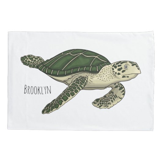 ウミガメ漫画イラストレーション 枕カバー (裏面)