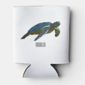 ウミガメ漫画イラストレーション 缶クーラー (正面)