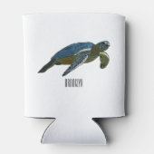 ウミガメ漫画イラストレーション 缶クーラー (裏面)