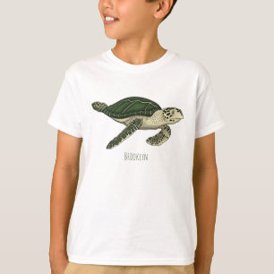 ウミガメ漫画イラストレーション Tシャツ