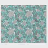 ウミガメ灰色の青い海洋生物 ラッピングペーパー (フラット)