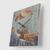 ウミガメ熱帯テーマ海ウォールクロック スクエア壁時計 (傾斜)