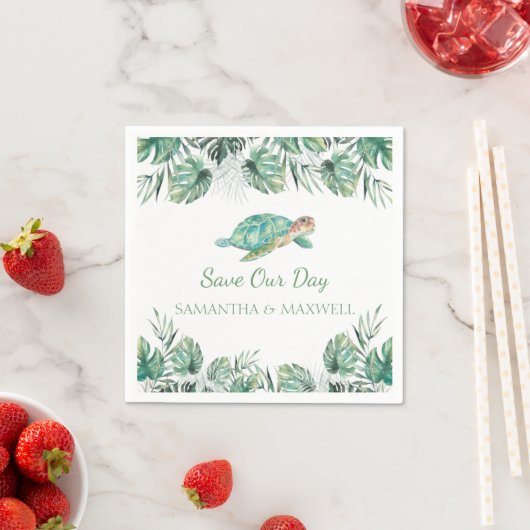 ウミガメ熱帯葉産の水結婚色 スタンダードカクテルナプキン (インサイチュ)