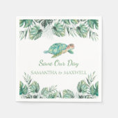 ウミガメ熱帯葉産の水結婚色 スタンダードカクテルナプキン (正面)