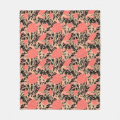 ウミガメ珊瑚礁パターンブラック海をテーマ フリースブランケット (正面)