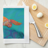 ウミガメ皿タオル キッチンタオル (四つ折り)