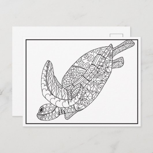 ウミガメ着色はがき ポストカード (正面/裏面)