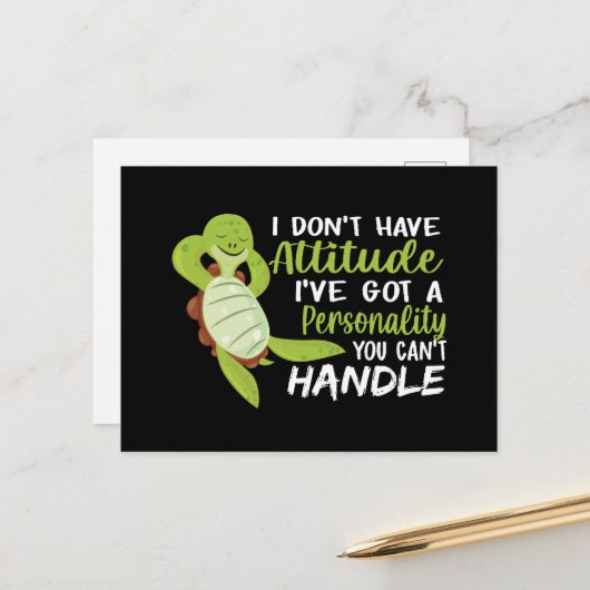 ウミガメ私は態度の亀の恋人がいない ポストカード (正面/裏面インサイチュ)