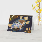 ウミガメ空白のカード カード (黄色い花)