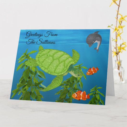 ウミガメ空白の、 カード (黄色い花)