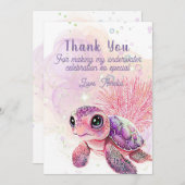 ウミガメ第7誕生日、海の下。 サンキューカード (正面/裏面)