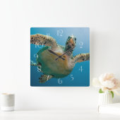 ウミガメ素晴らし スクエア壁時計 (ホーム)