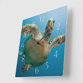 ウミガメ素晴らし スクエア壁時計 (傾斜)