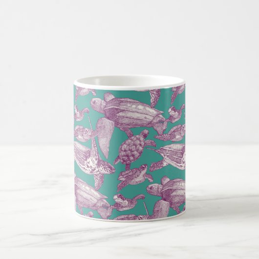 ウミガメ紫ターコイズ コーヒーマグカップ (中央)