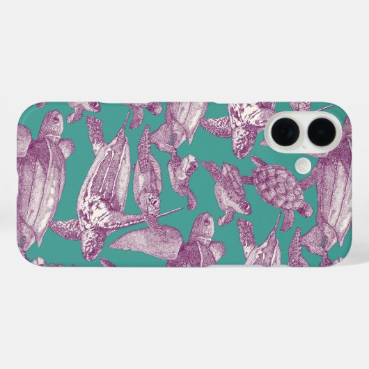 ウミガメ紫ターコイズ Case-Mate iPhoneケース (裏面 (横))