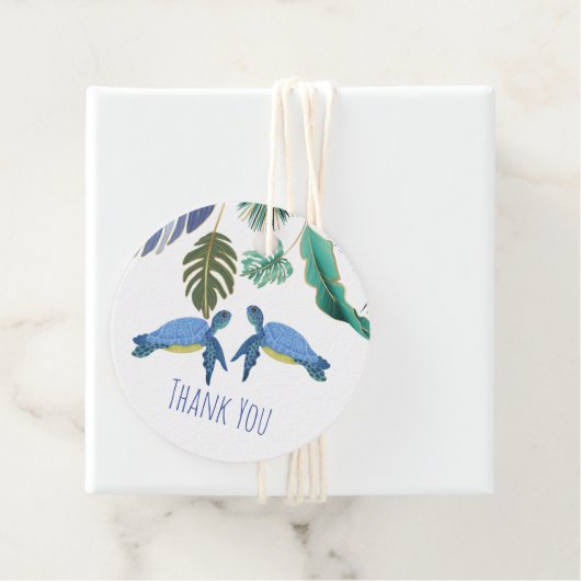 ウミガメ結婚の青い黄色メッセージカード フェイバータグ (インサイチュ)