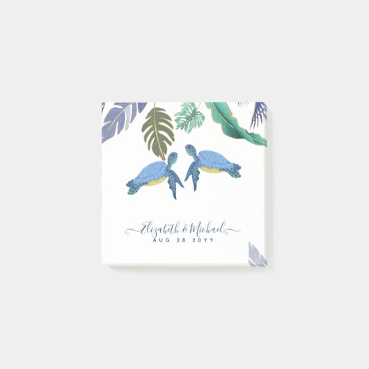 ウミガメ結婚の青い黄色 ポストイット (正面)