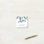 ウミガメ結婚の青い黄色 ポストイット (デスク上)