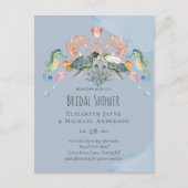 ウミガメ結婚ブライダルシャワー招待状 ポストカード (正面)