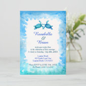 ウミガメ結婚式招待状 – 青と緑 招待状 (スタンド正面)