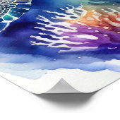 ウミガメ絵を描の水カラフル色X ポスター (角)