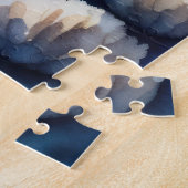 ウミガメ絵を描の水色 ジグソーパズル (側面)