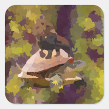 ウミガメ絵を描の貝殻の水色ライオン