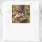 ウミガメ絵を描の貝殻の水色ライオン スクエアシール (バッグ)