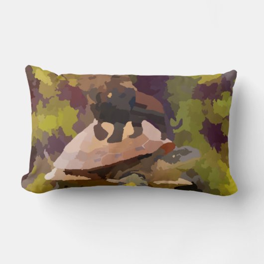 ウミガメ絵を描の貝殻の水色ライオン ランバークッション (正面)