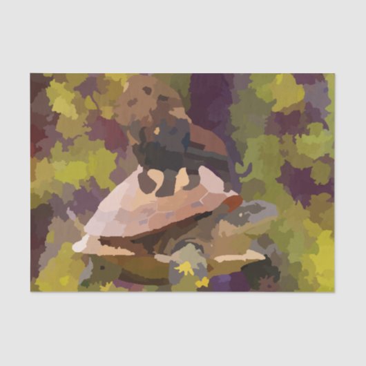 ウミガメ絵を描の貝殻の水色ライオン 薄葉紙 (正面)