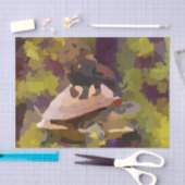 ウミガメ絵を描の貝殻の水色ライオン 薄葉紙 (クラフト)