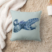 ウミガメ絵画の枕 クッション (ブランケット)