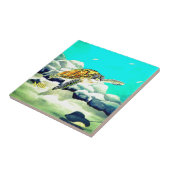 ウミガメ絵画の美しい青い海 タイル (側面)
