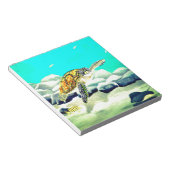 ウミガメ絵画の美しい青い海 ノートパッド (アングル)