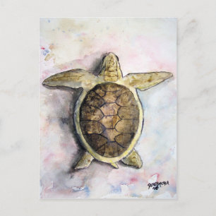 ウミガメ絵画の野生動物の贈り物 ポストカード