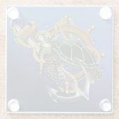 ウミガメ緑の青 ガラスコースター (裏面)