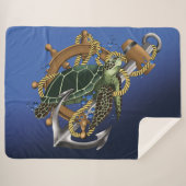 ウミガメ緑の青 シェルパブランケット (正面(横))